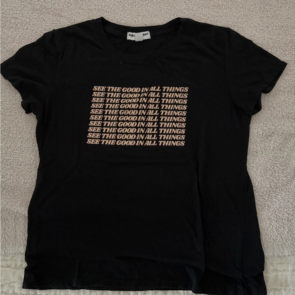Sub_Urban Riot Black Tee with Tan Text